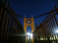 The metal bridge at dusk